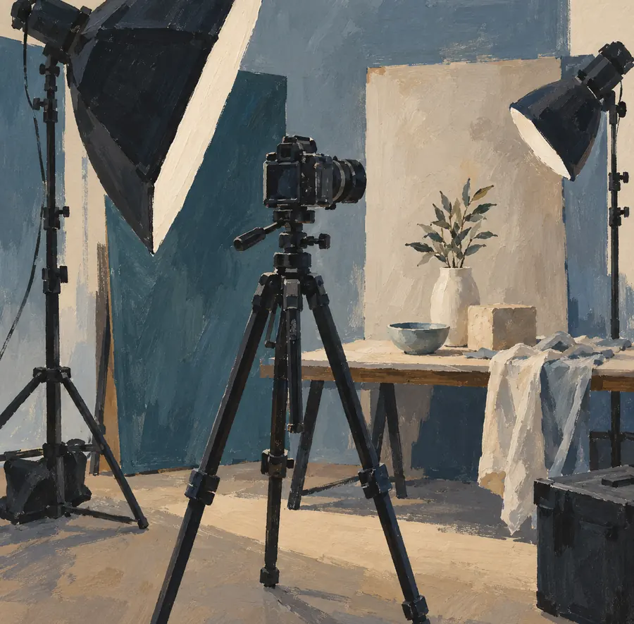Illustration of photography businesses equipment and workspace